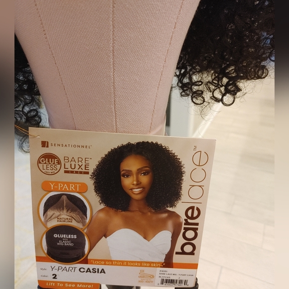 Sensationnel Bare Lace Short Curly Glueless Wig HD Pre Plucked Darkest Brown #2 - Picture 3 of 10